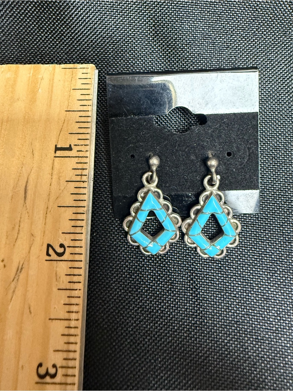 Turquoise Inlay Teardrop Dangle Earrings - Blue